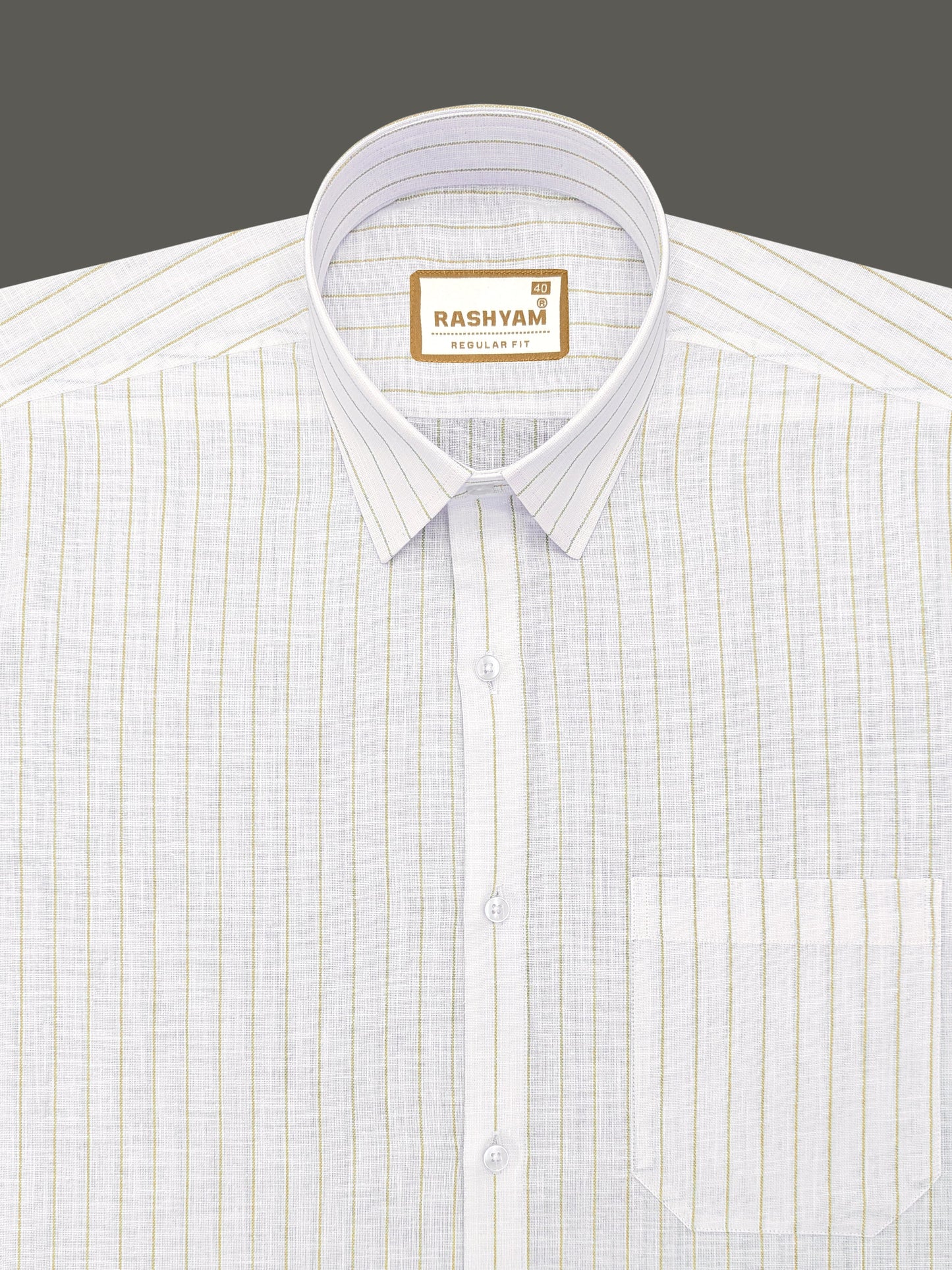 Arezzo Italian Premium Browny Line On White Formal Shirt For Men