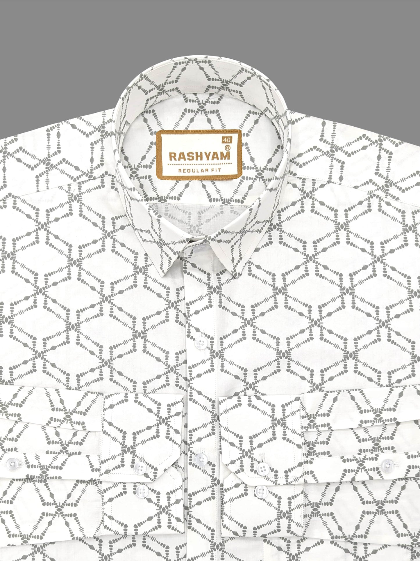 Rashyam Premium Dot Print on White Cotton Shirt