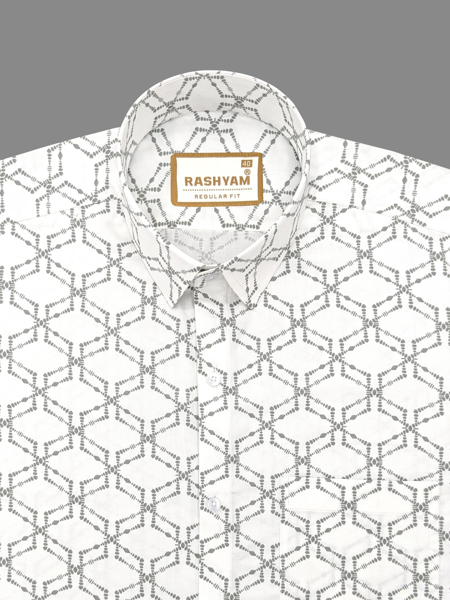 Rashyam Premium Dot Print on White Cotton Shirt