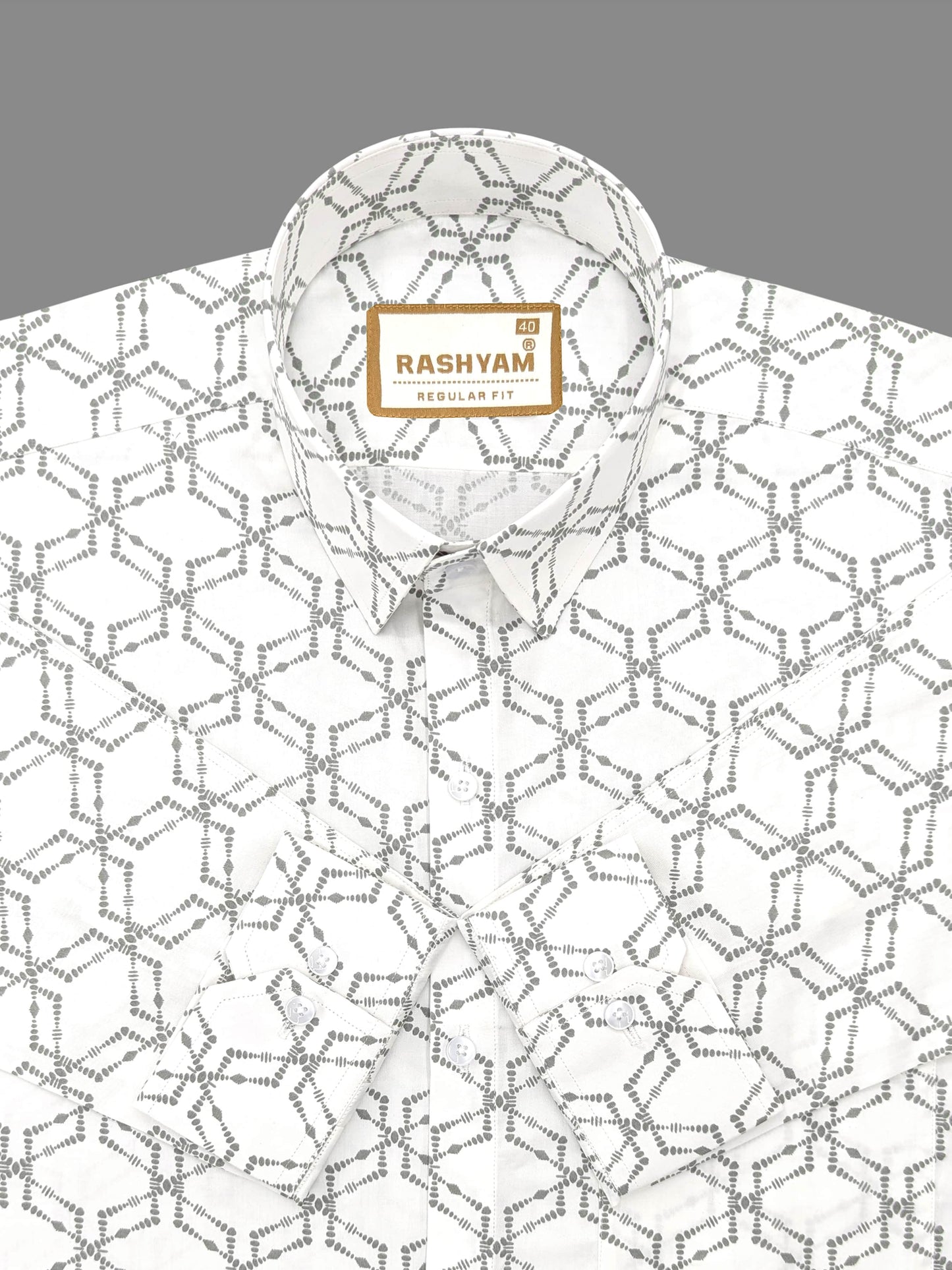 Rashyam Premium Dot Print on White Cotton Shirt