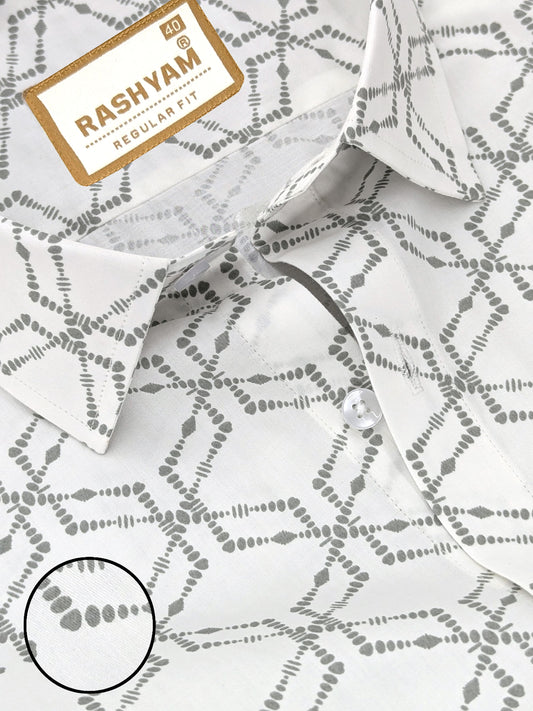Rashyam Premium Dot Print on White  Cotton Shirt