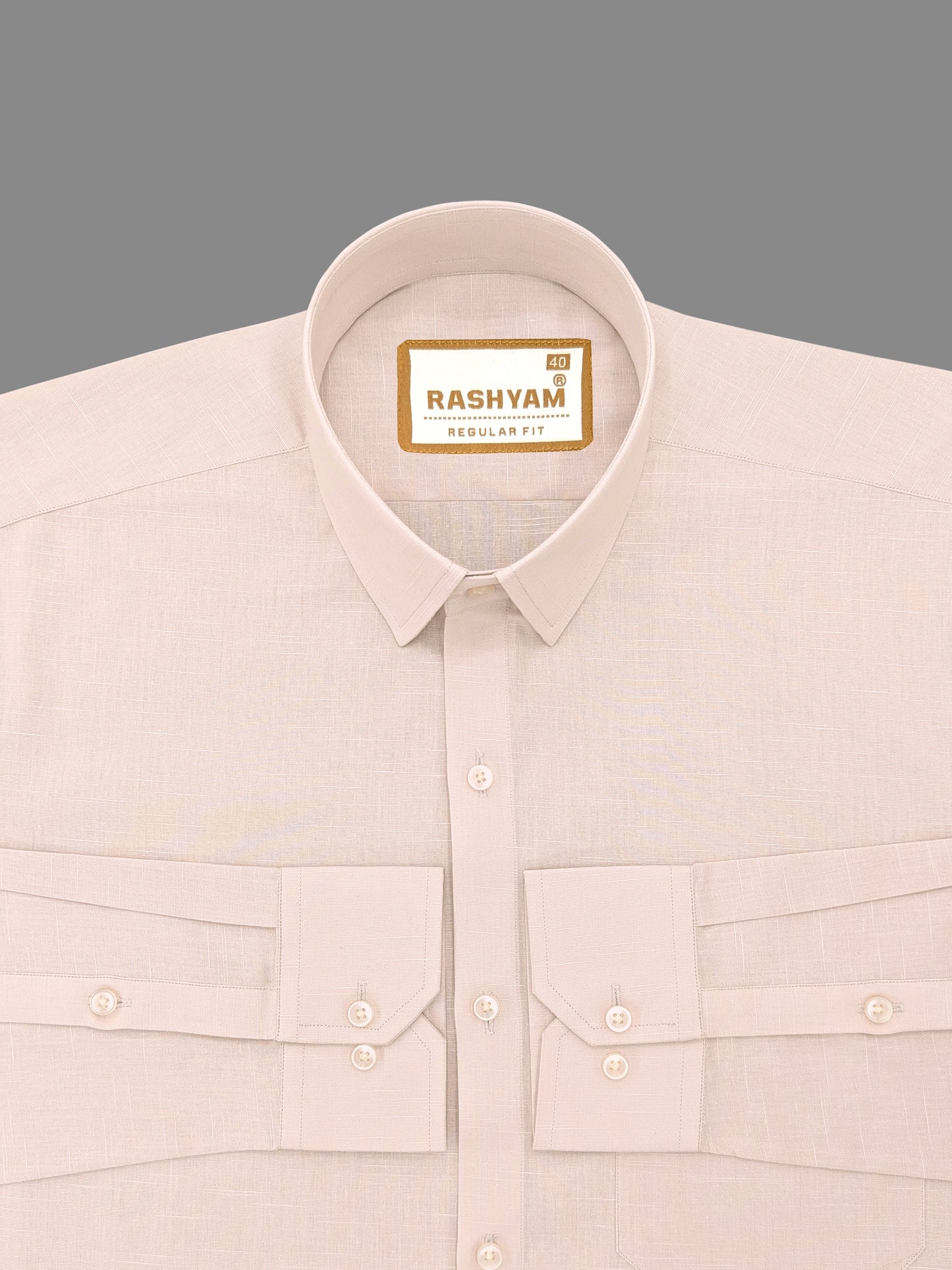 Pinkish Grey Premium Linen Formal Shirt For men