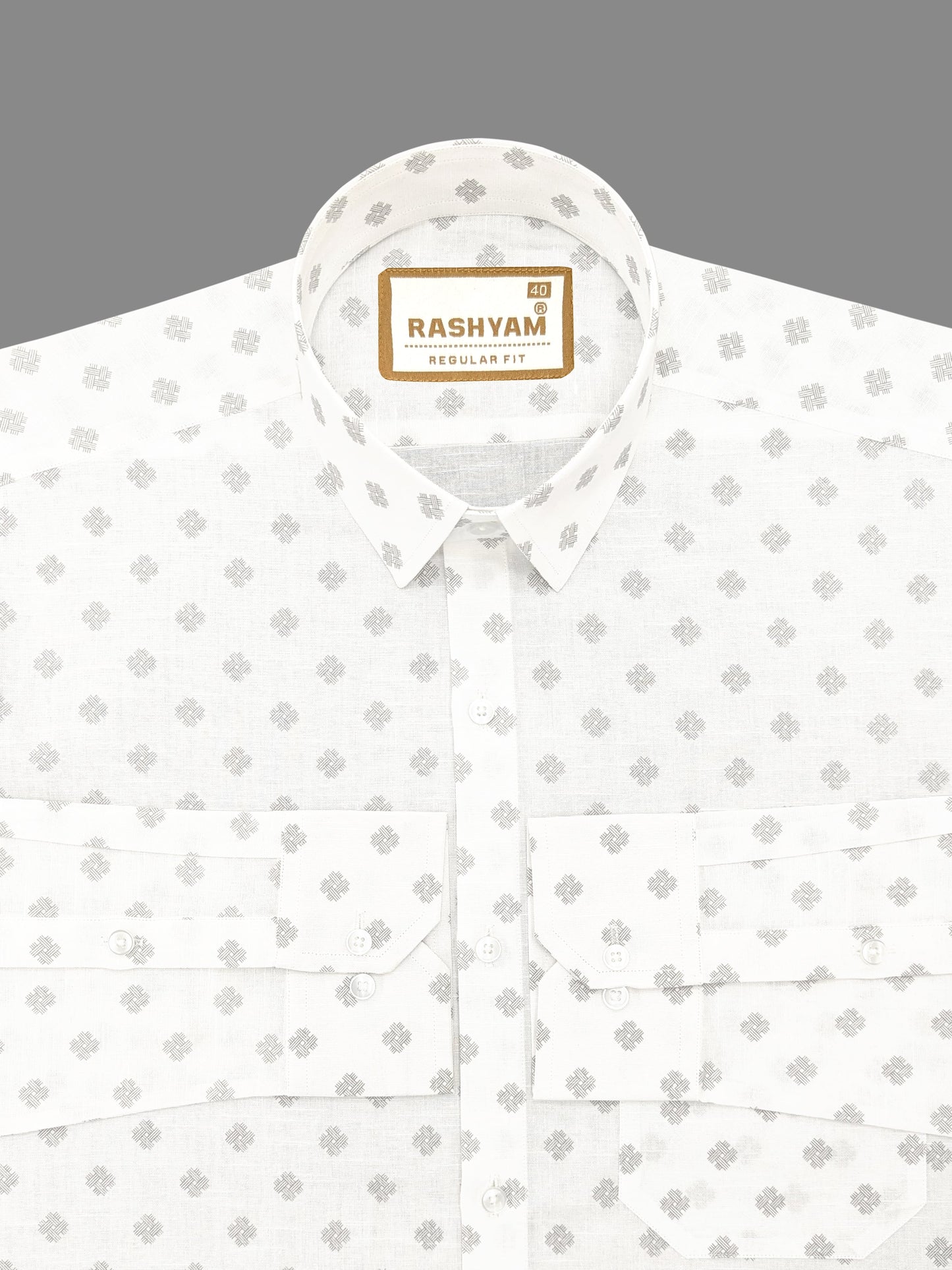 Arezzo Italian Premium Linen Cross Motif On White Designer Shirt For Men