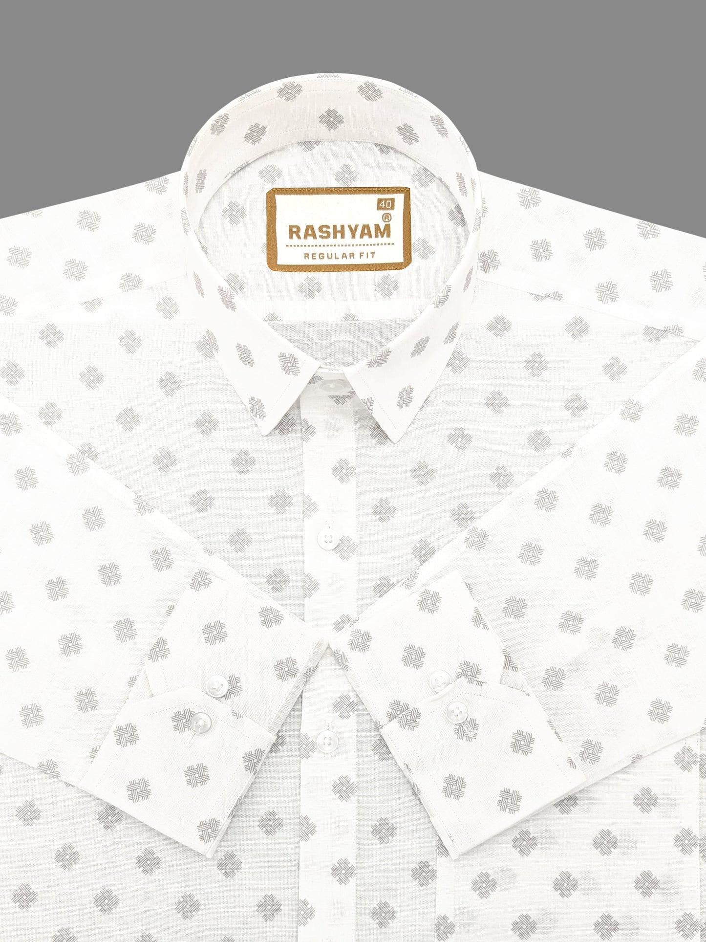 Arezzo Italian Premium Linen Cross Motif On White Designer Shirt For Men