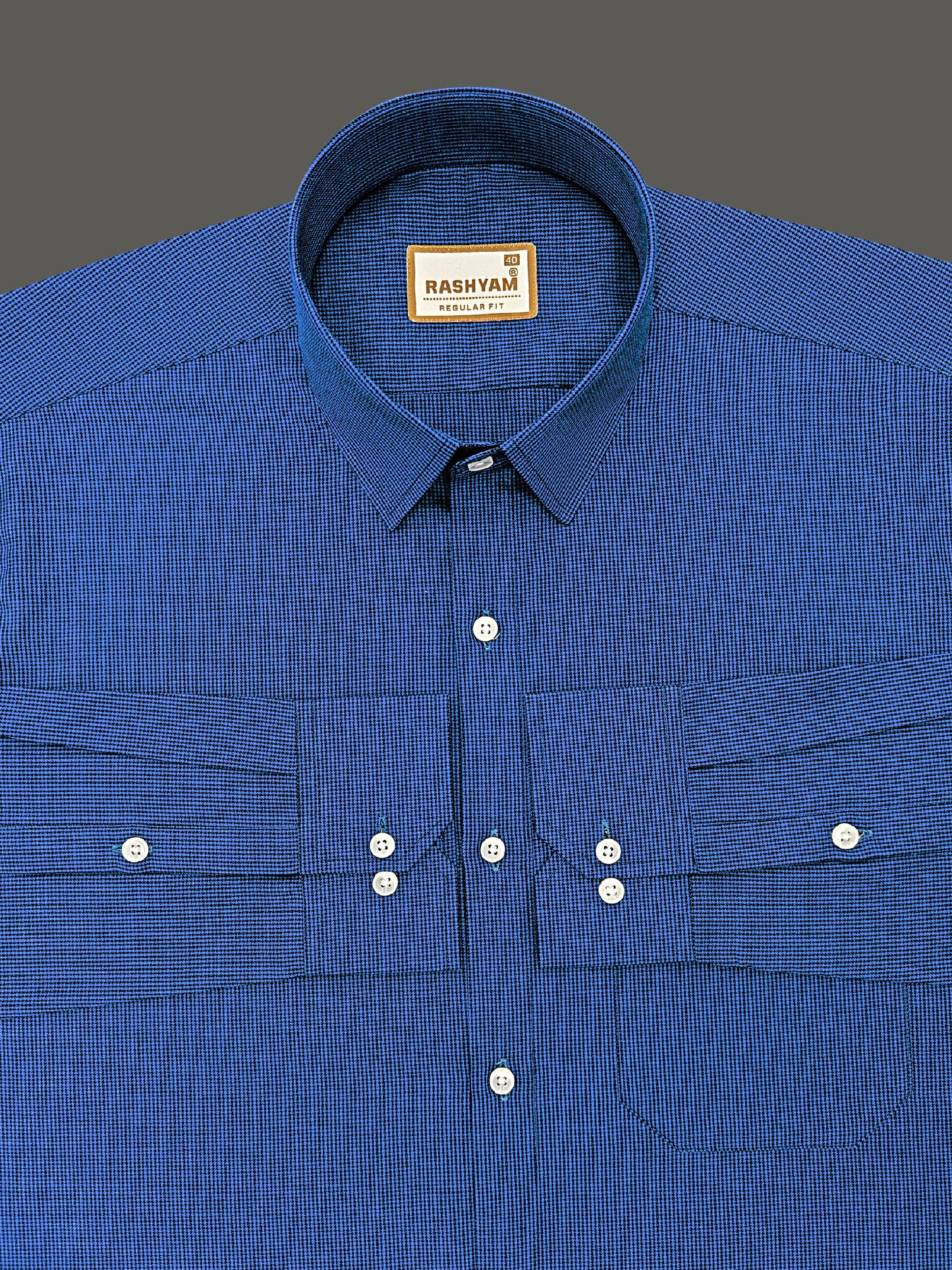 Crotone Kashmir Blue Premium 100% Cotton Formal Shirt For Men