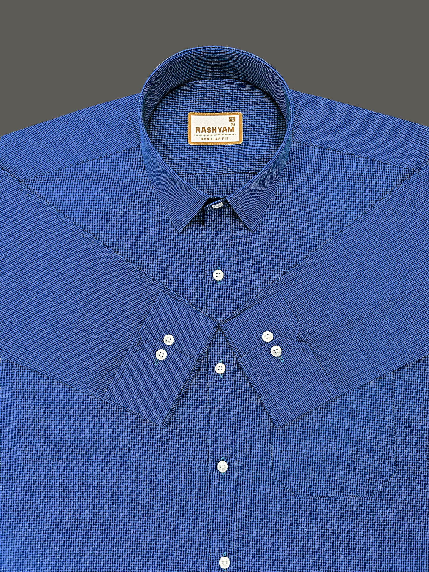 Crotone Kashmir Blue Premium 100% Cotton Formal Shirt For Men