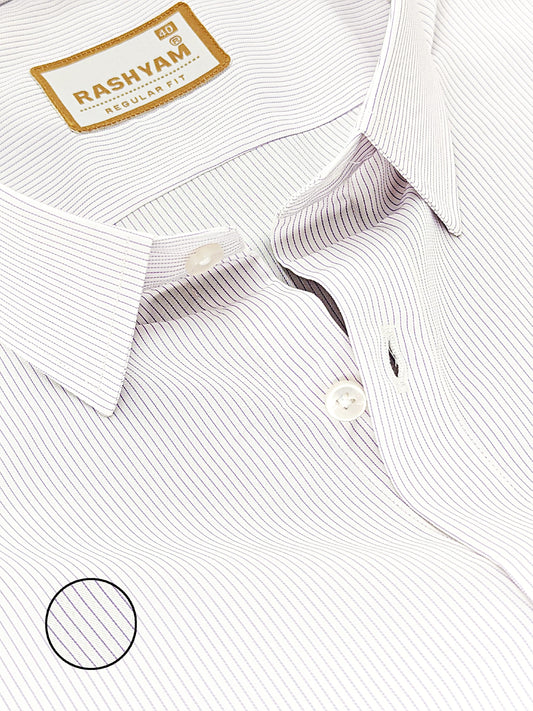 Crotone Premium  Purple Line One White Formal Shirt For Men