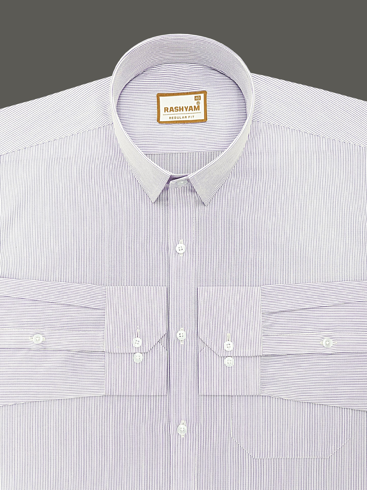 Crotone Premium  Purplish Broad Line Formal Shirt For Men