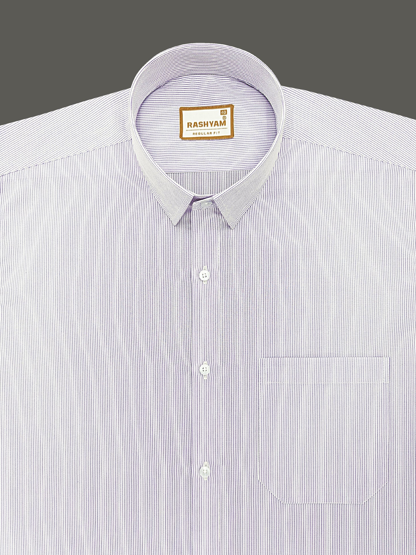 Crotone Premium  Purplish Broad Line Formal Shirt For Men