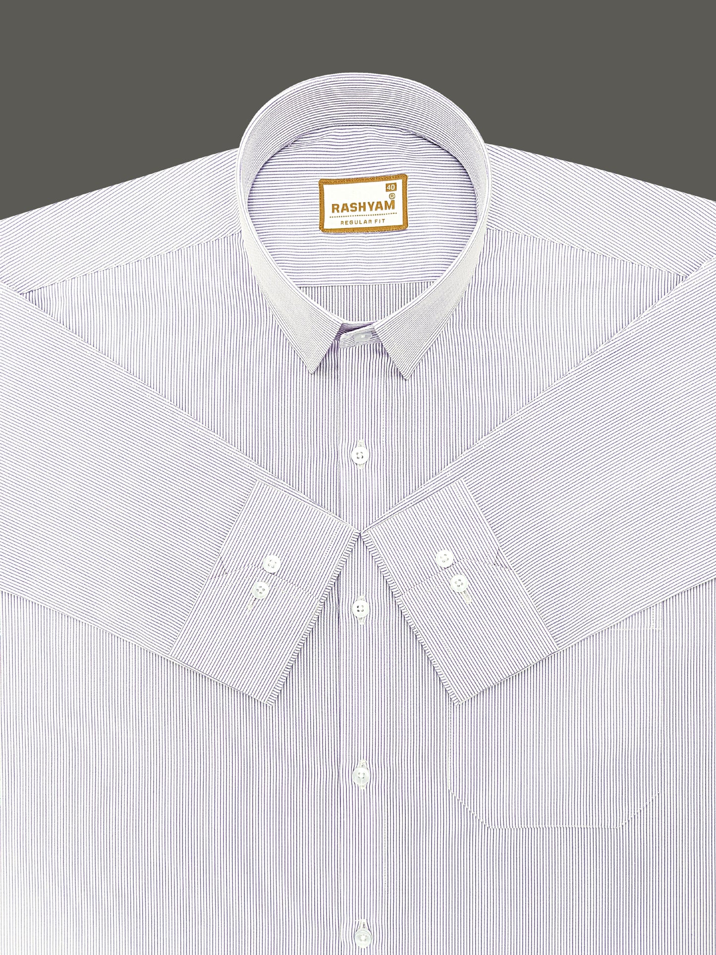 Crotone Premium  Purplish Broad Line Formal Shirt For Men