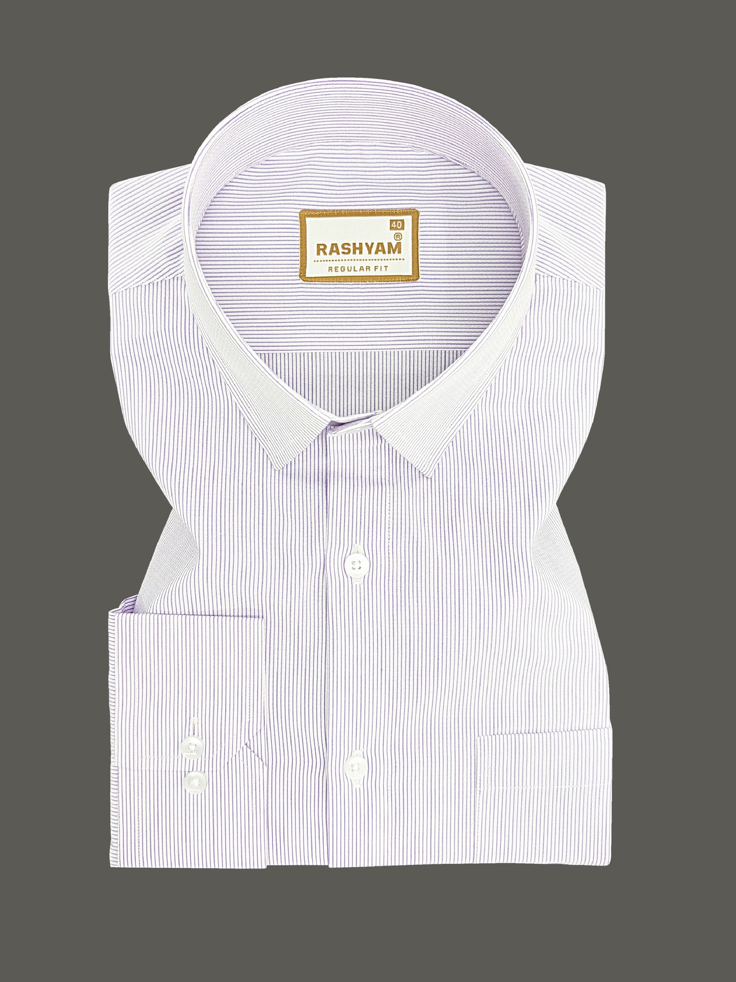 Crotone Premium  Purplish Broad Line Formal Shirt For Men