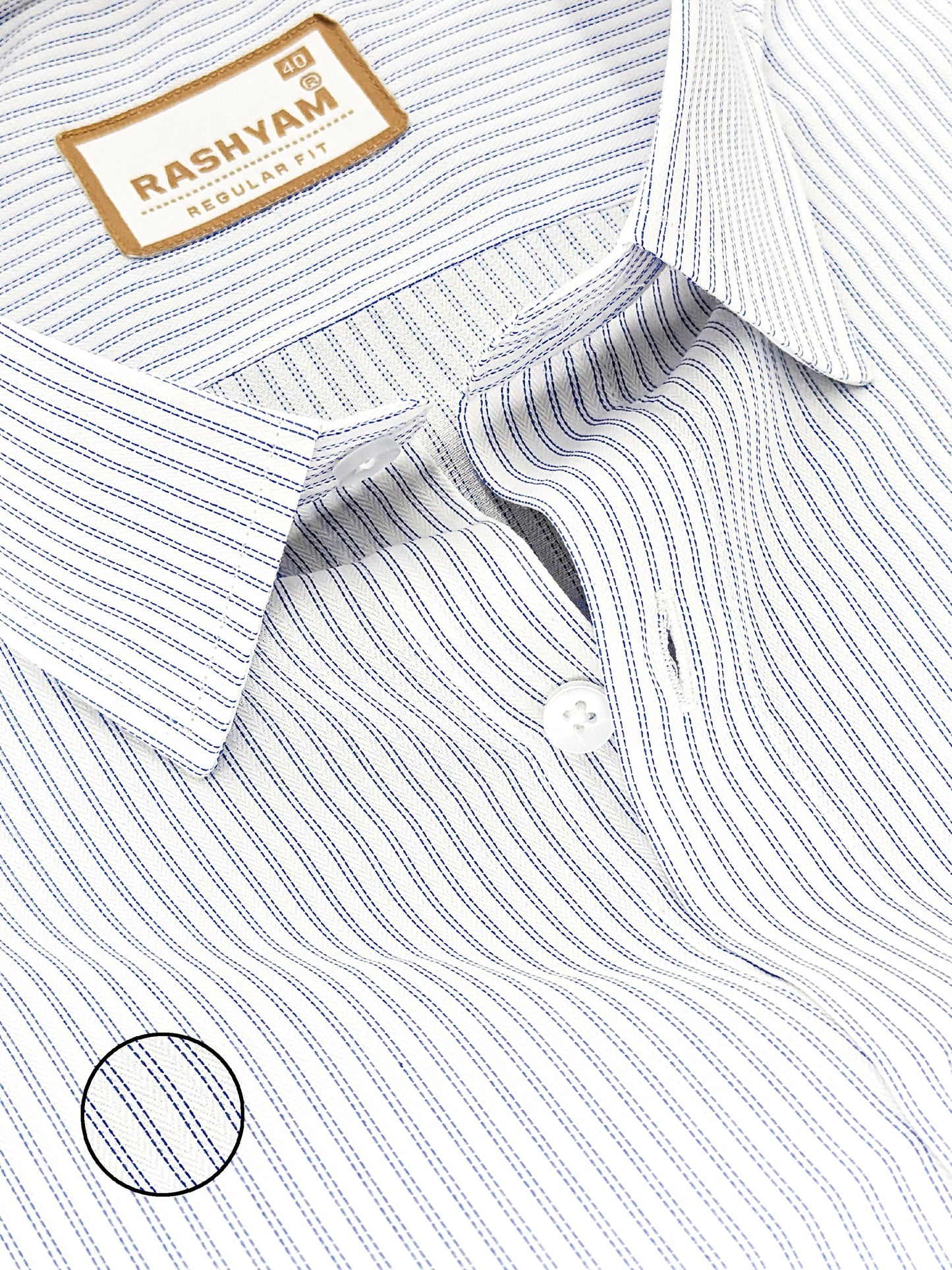 Crotone Premium Blue Double Dotted Line Formal Shirt For Men