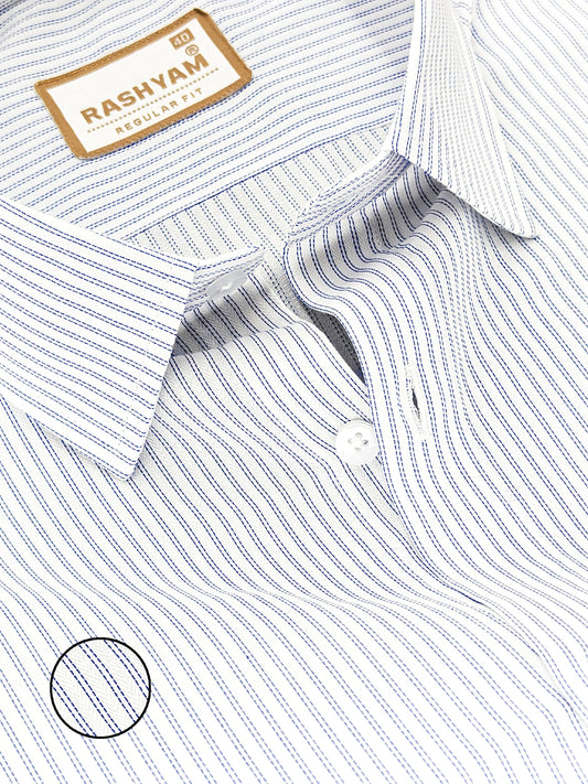 Crotone Premium Blue Double Dotted Line Formal Shirt For Men