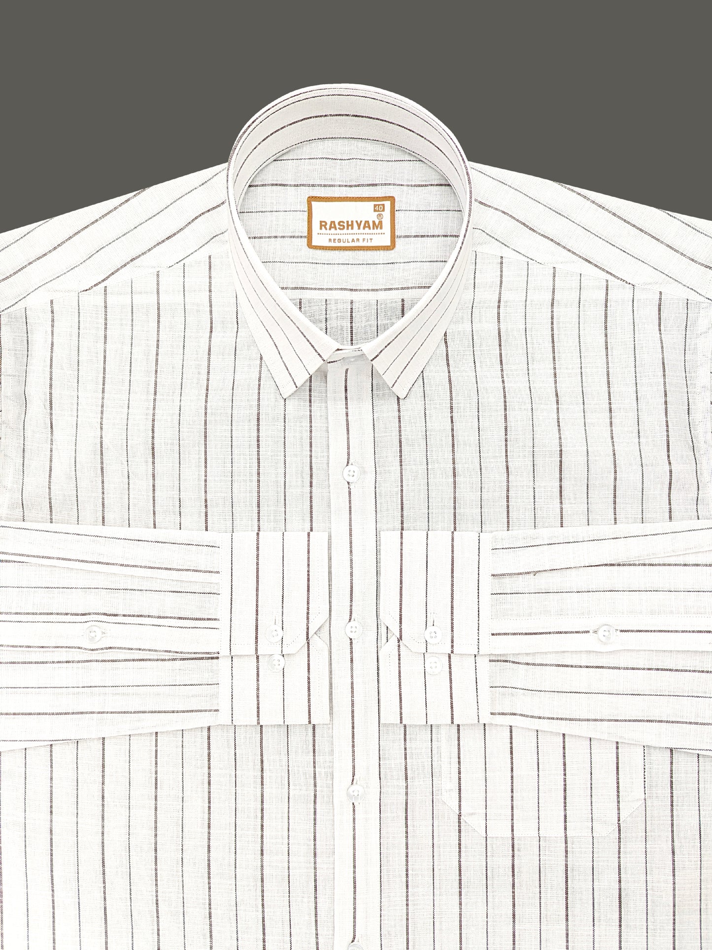 Arezzo Italian Premium Linen Dark Coffee Line Formal Shirt For Men