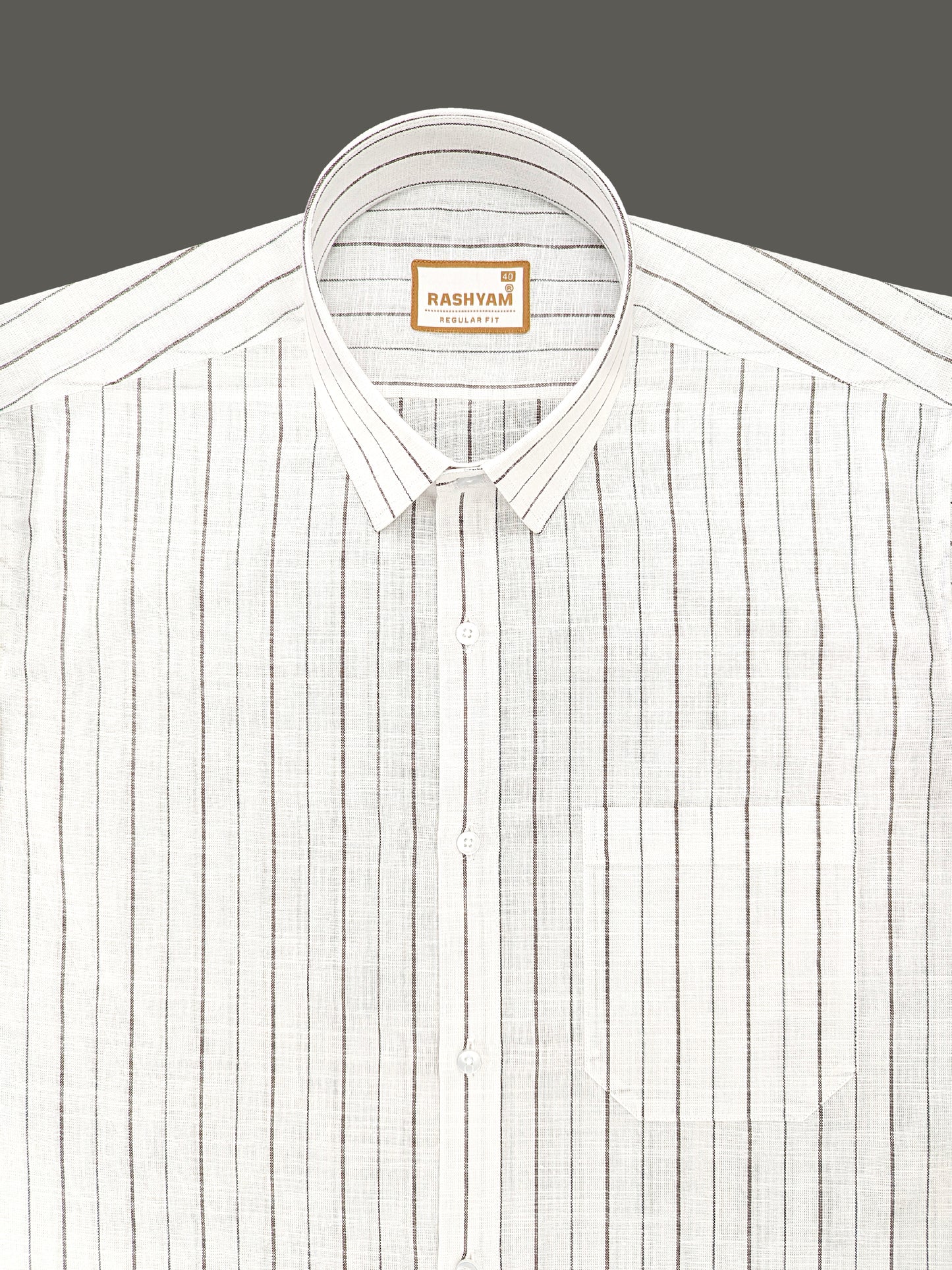 Arezzo Italian Premium Linen Dark Coffee Line Formal Shirt For Men