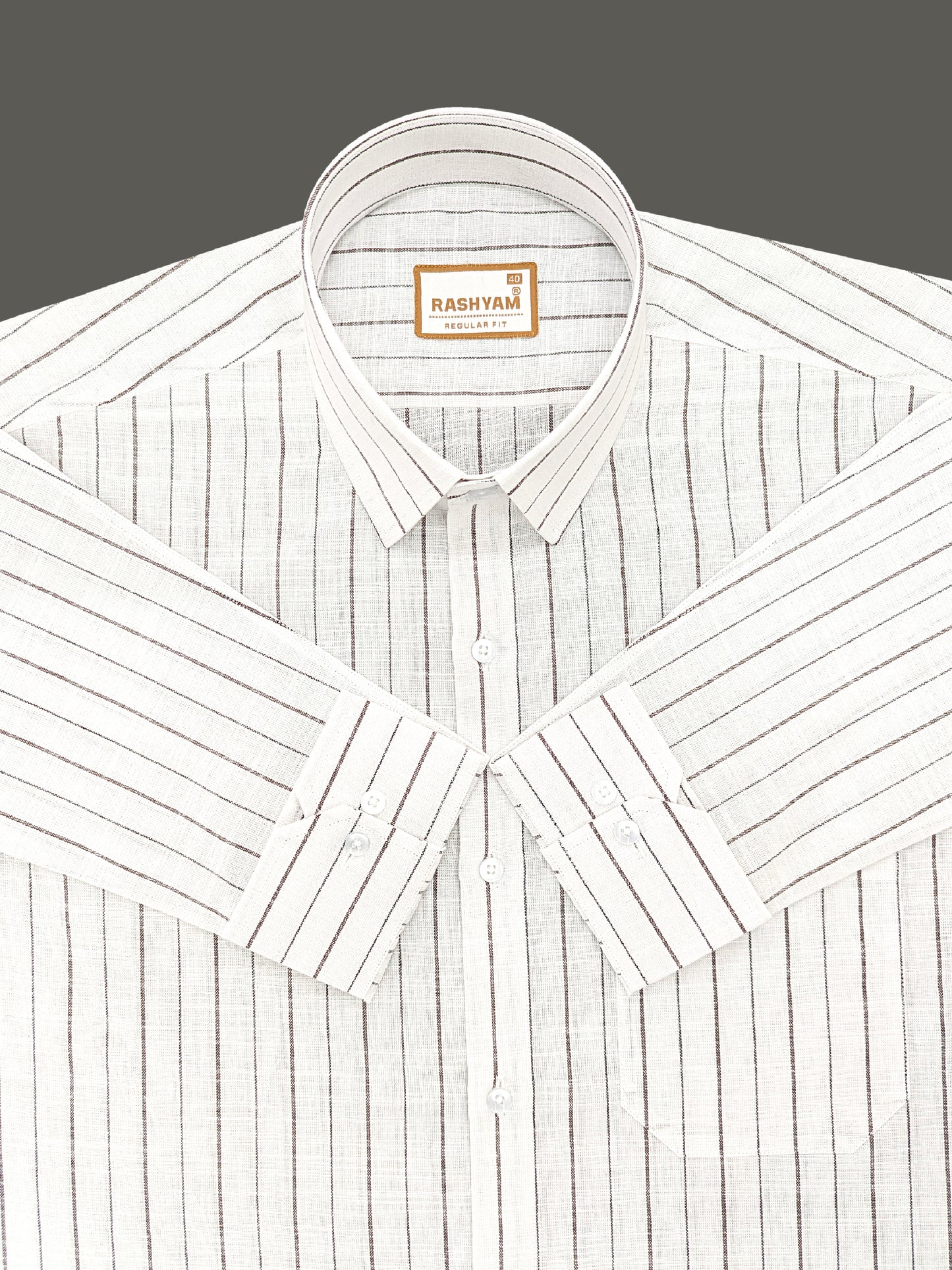 Arezzo Italian Premium Linen Dark Coffee Line Formal Shirt For Men