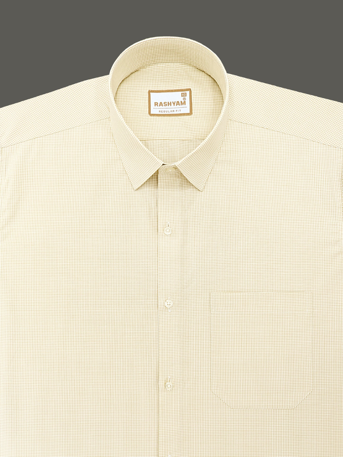 Portofino Premium Cotton Almond Gingham Checks Formal Shirt For Men