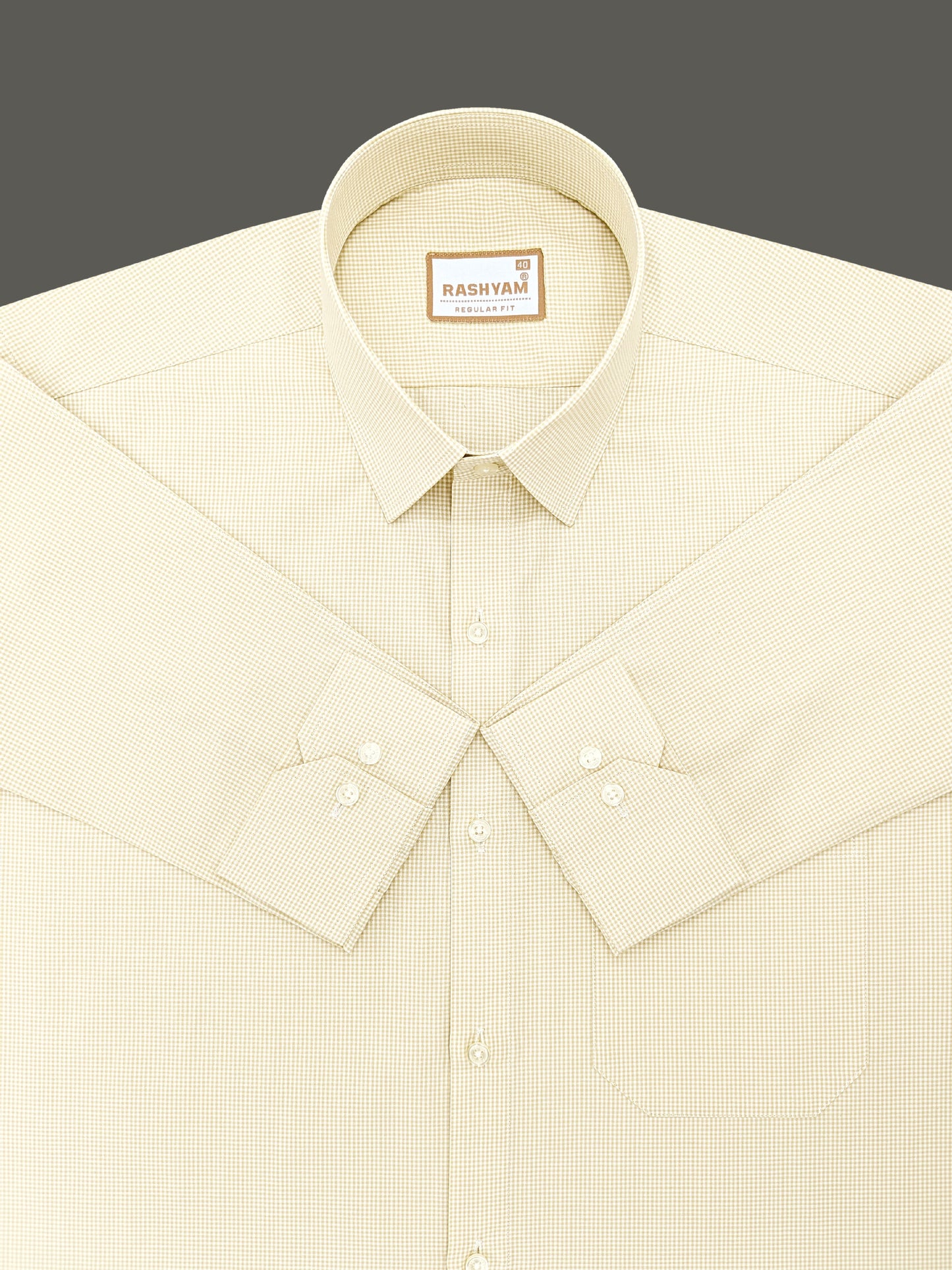 Portofino Premium Cotton Almond Gingham Checks Formal Shirt For Men