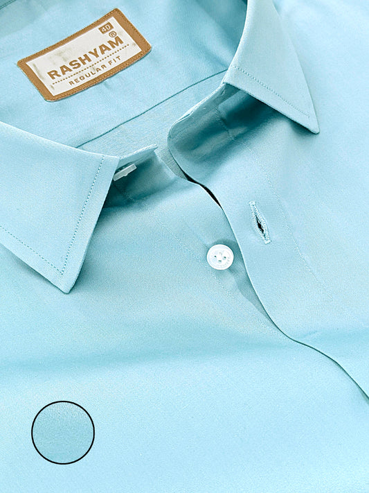Avellino Luxurious Ocean Haze Blue Soft Cotton Shirt For Men