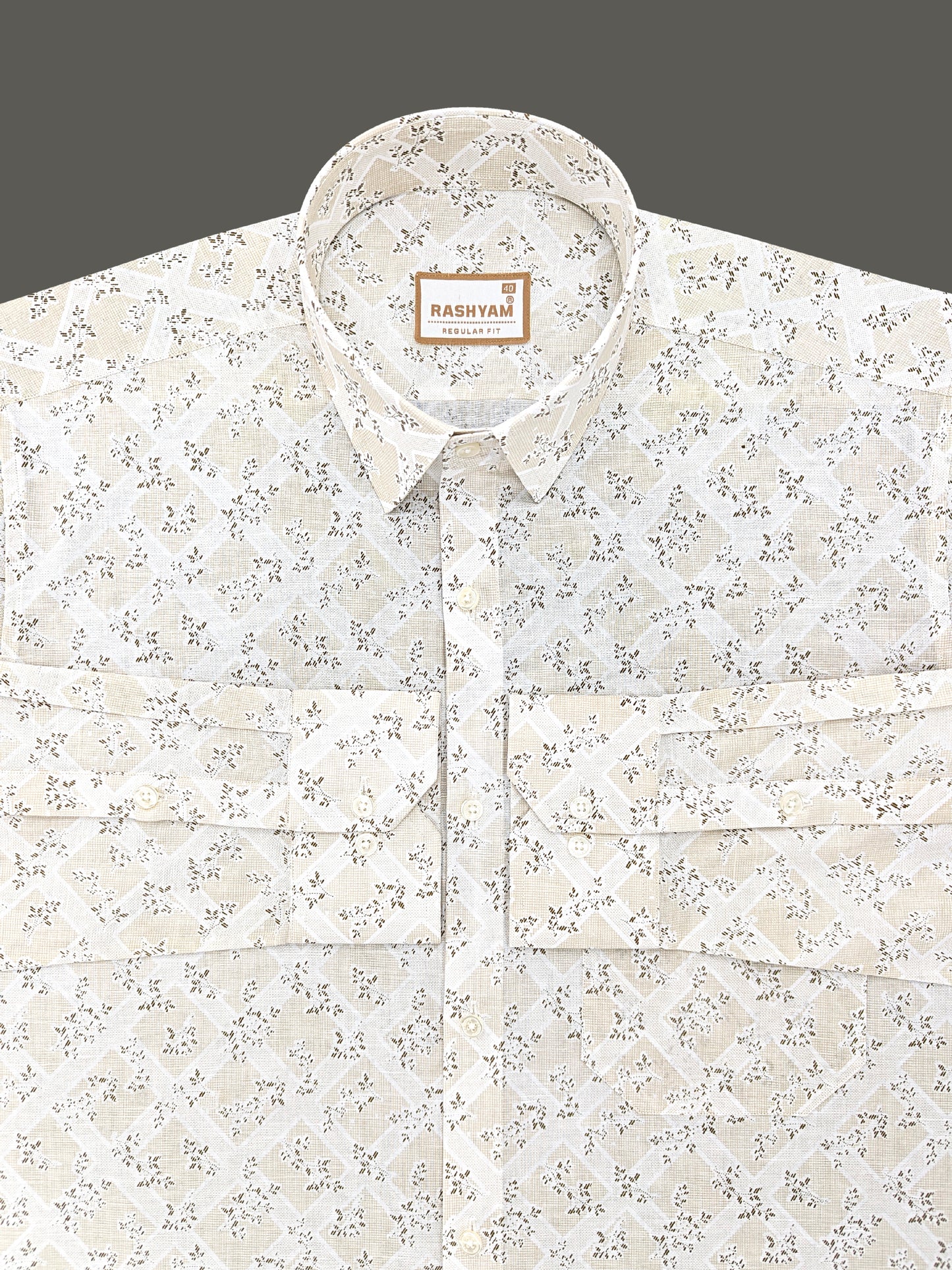 Arezzo Premium Linen Cotton Brown Mystic Print Formal Shirt