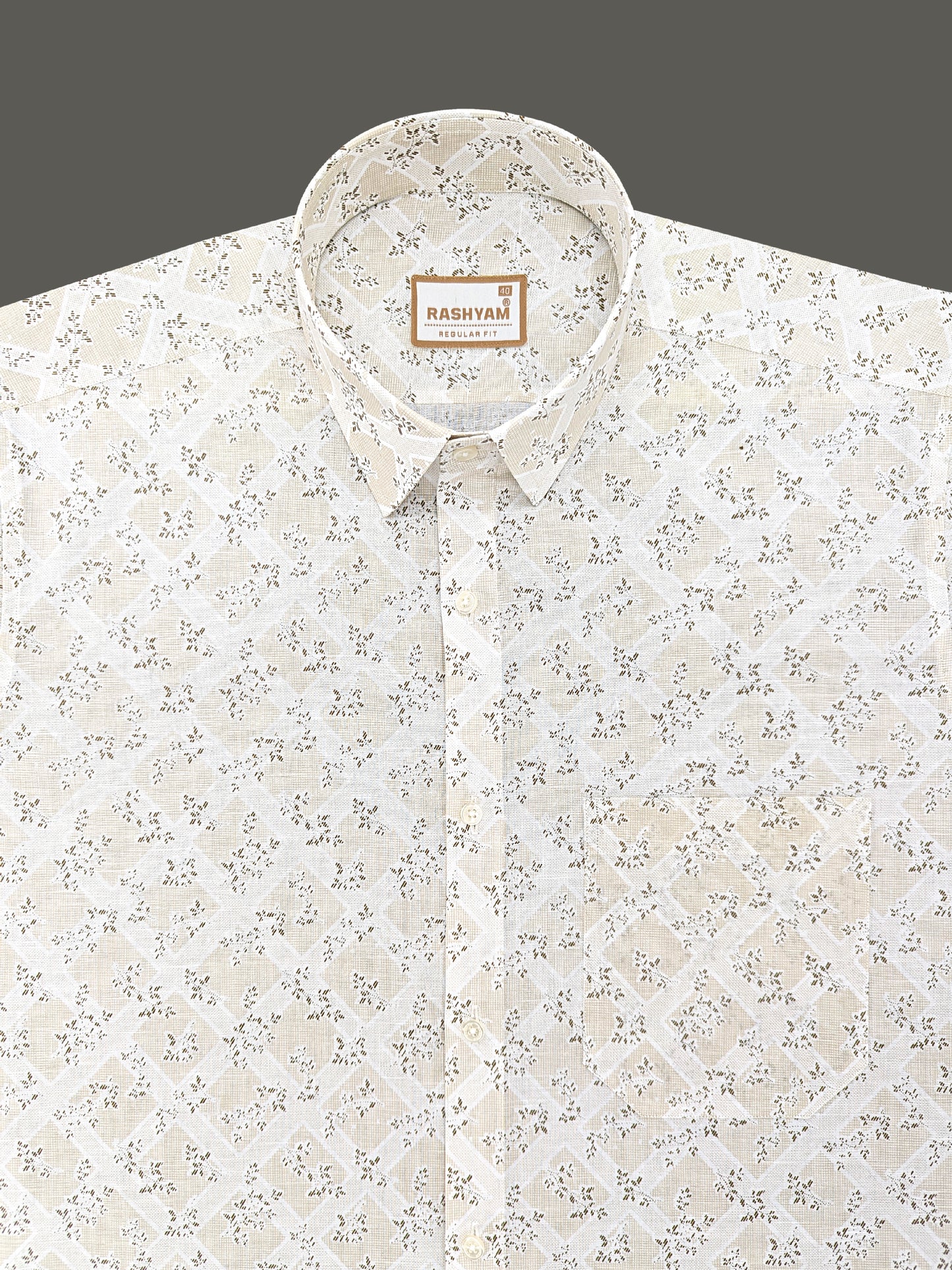 Arezzo Premium Linen Cotton Brown Mystic Print Formal Shirt