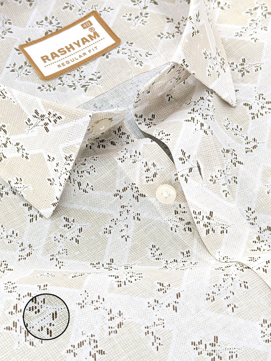 Arezzo Premium Linen Cotton Brown Mystic Print Formal Shirt