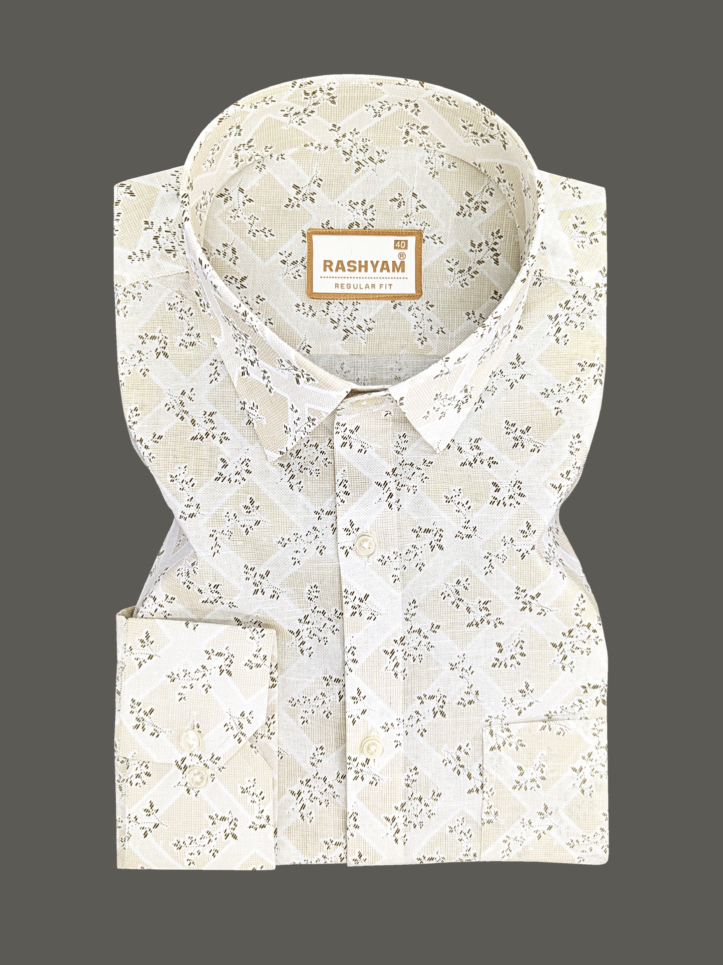 Arezzo Premium Linen Cotton Brown Mystic Print Formal Shirt