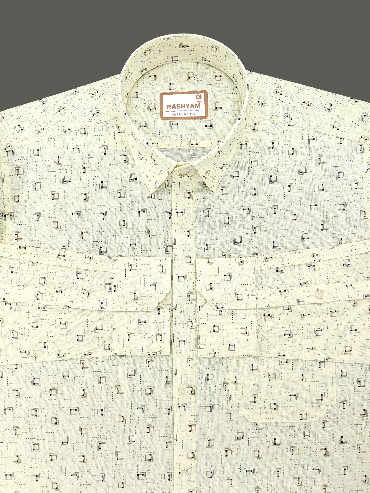 Arezzo Premium Linen Box Grid Print On Lemon Yellow Formal Shirt
