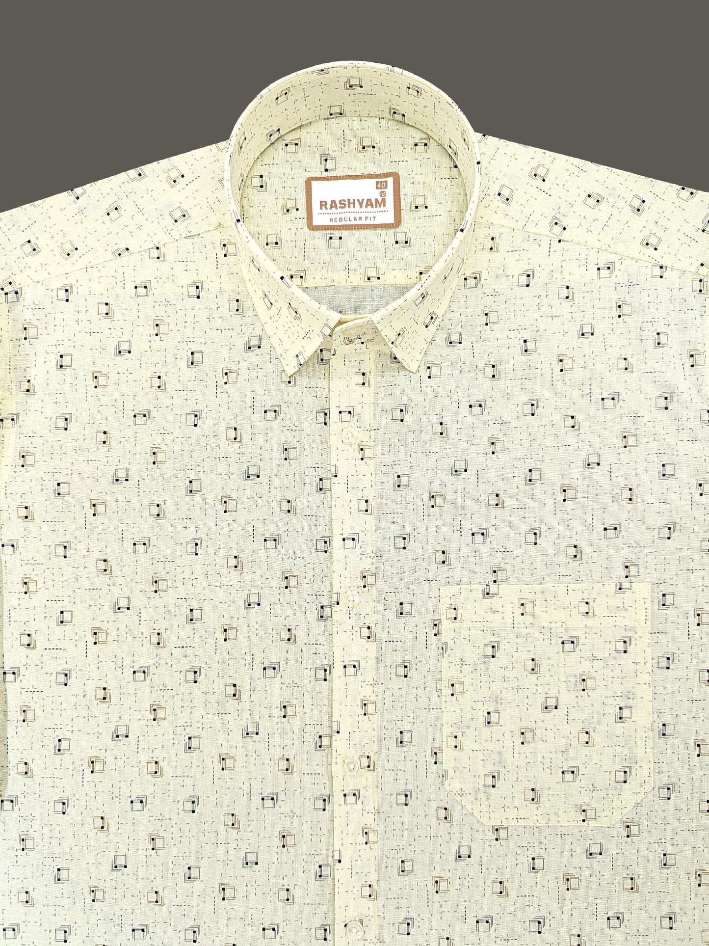 Arezzo Premium Linen Box Grid Print On Lemon Yellow Formal Shirt