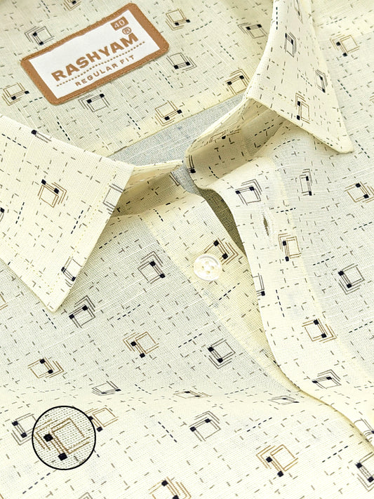 Arezzo Premium Linen Box Grid Print On Lemon Yellow Formal Shirt