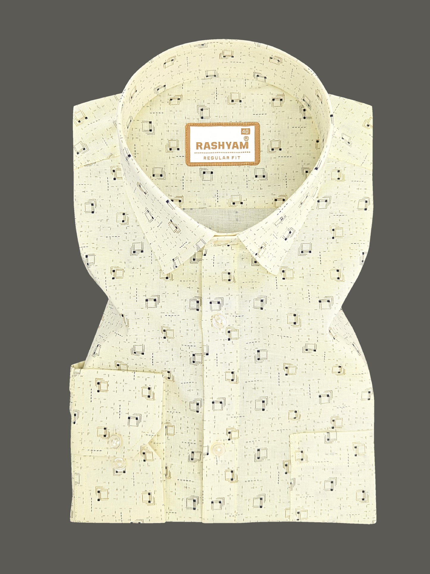 Arezzo Premium Linen Box Grid Print On Lemon Yellow Formal Shirt
