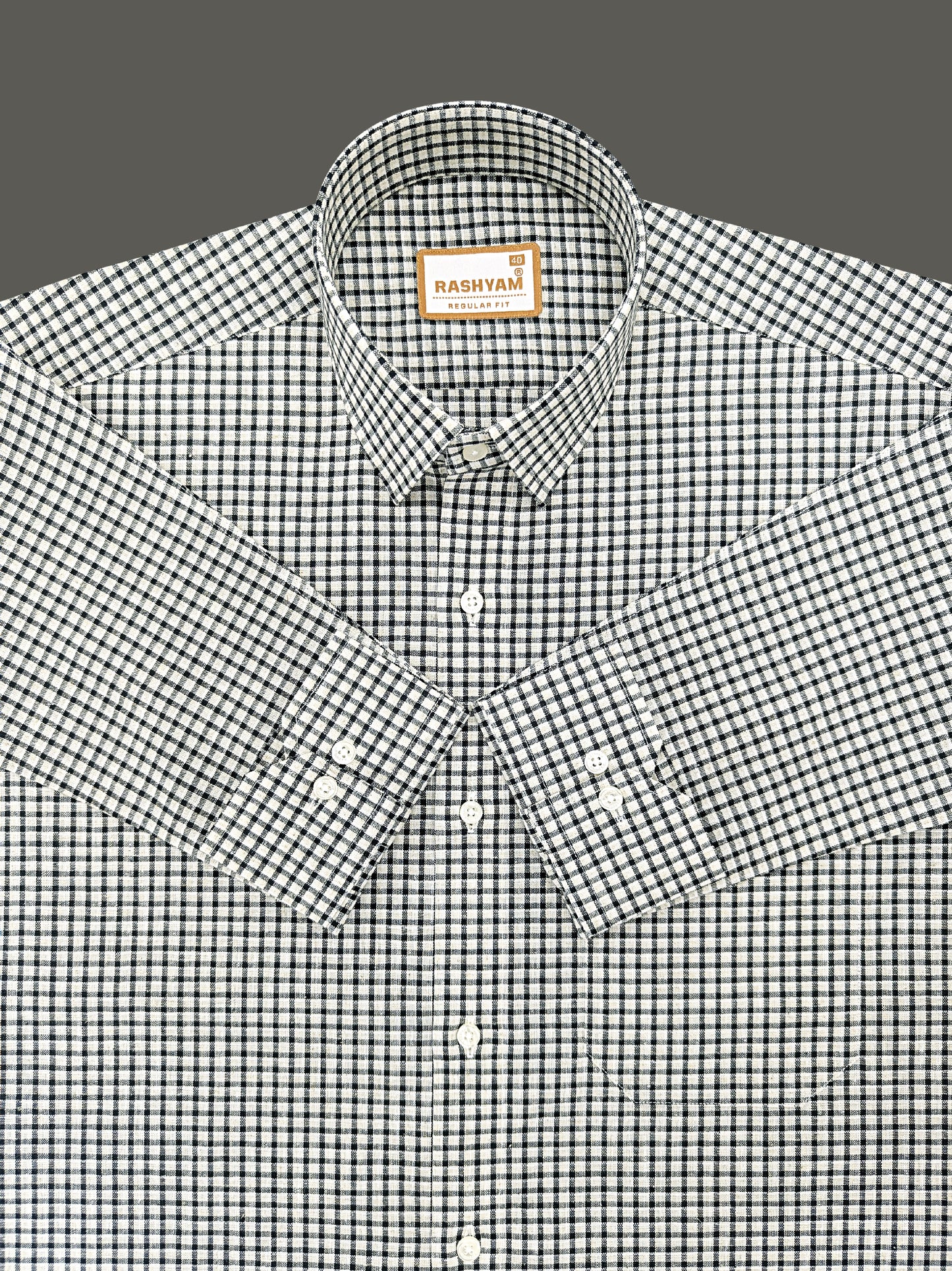 Latina Italian Linen Black Checks On Cream Formal Shirt For men