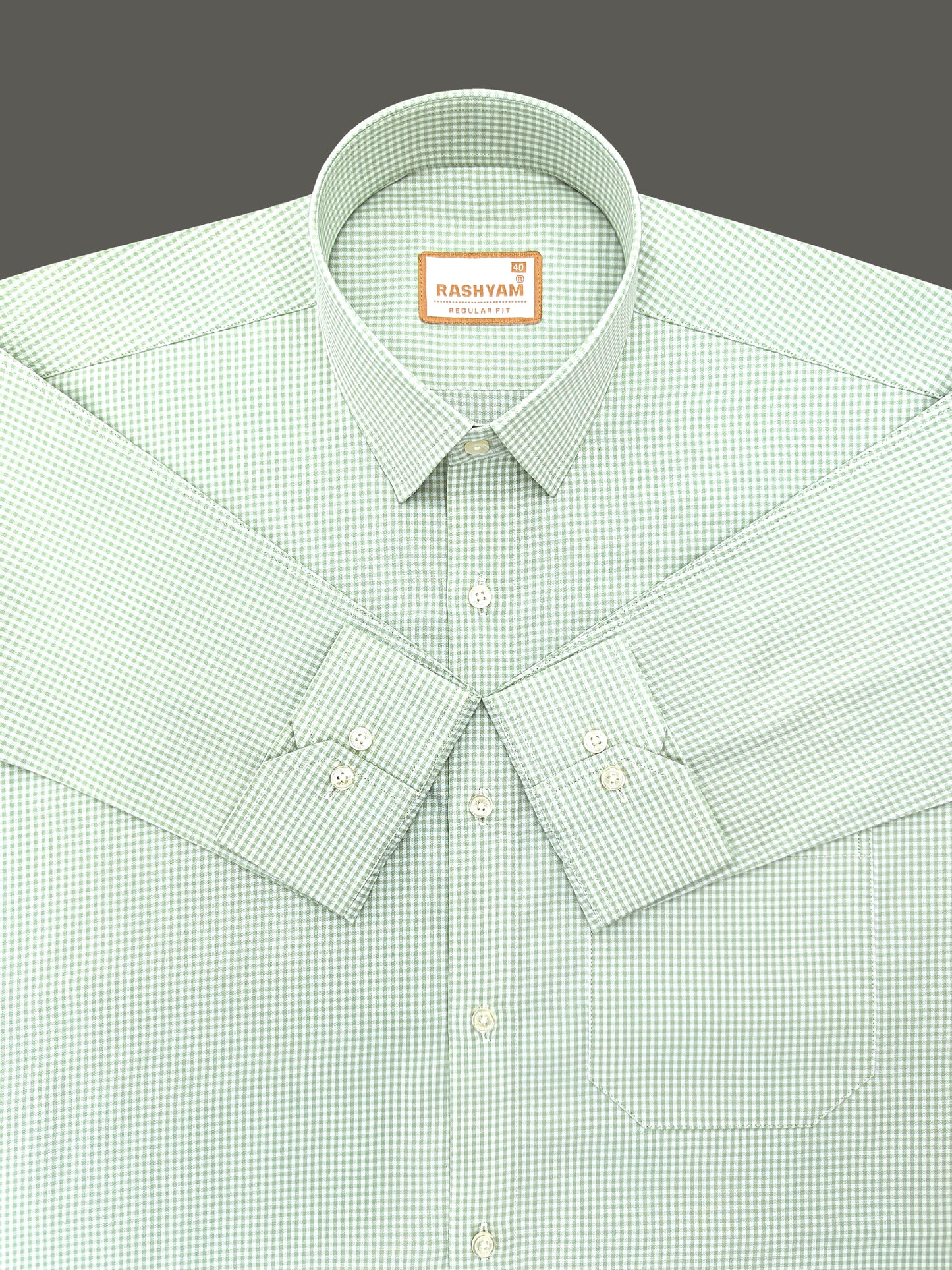 Avellino Luxurious Green Super Soft Gingham Checks Cotton Shirt For Men