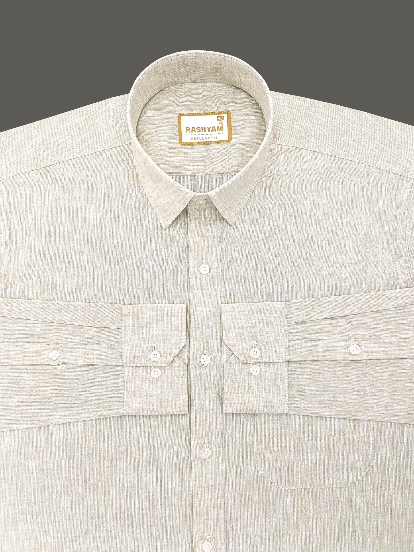 Pescara Italian Linen Almond Cream Formal Shirt For Men