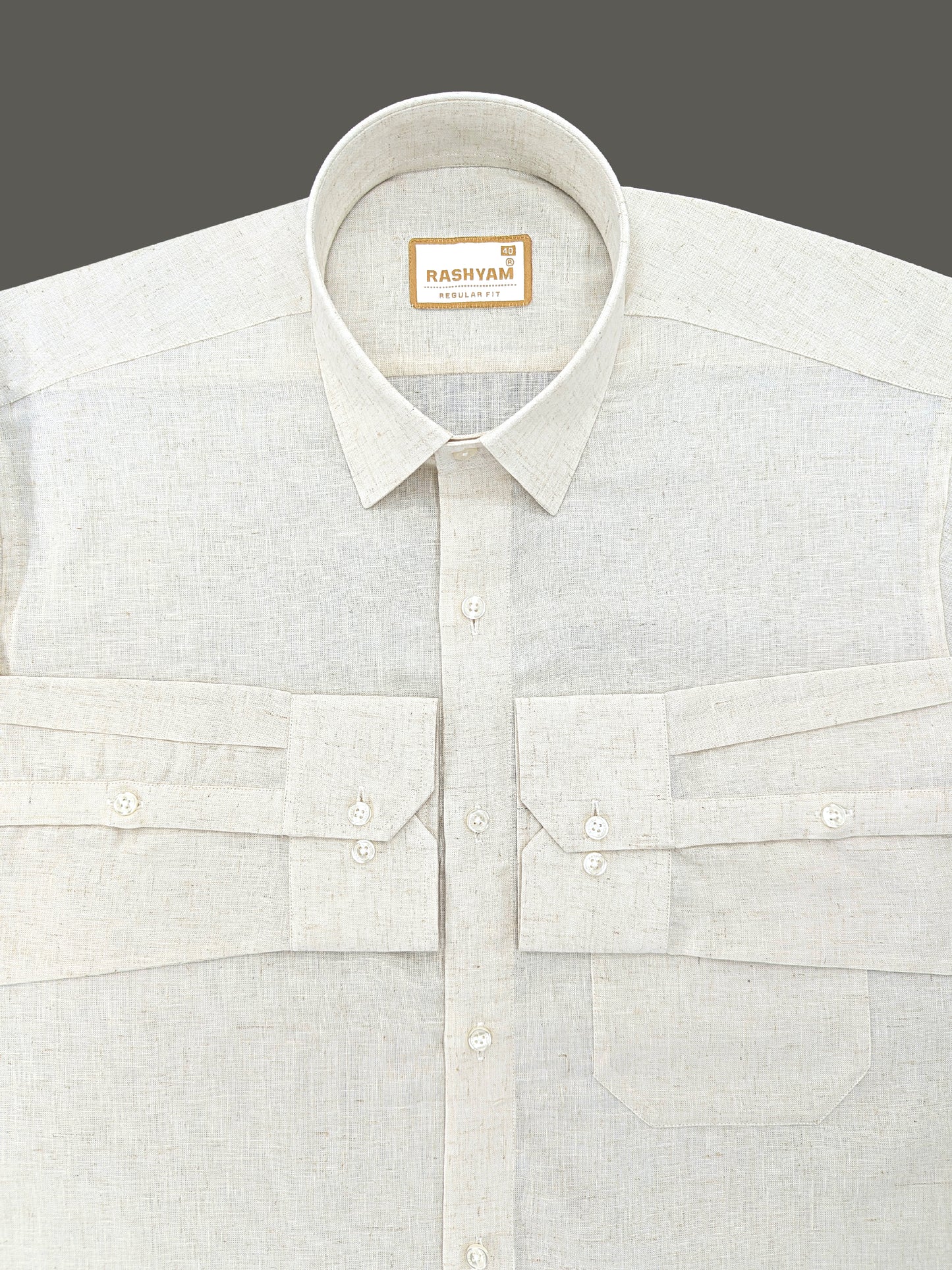 Pescara Italian Linen Concrete Cream Texture Formal Shirt For Men