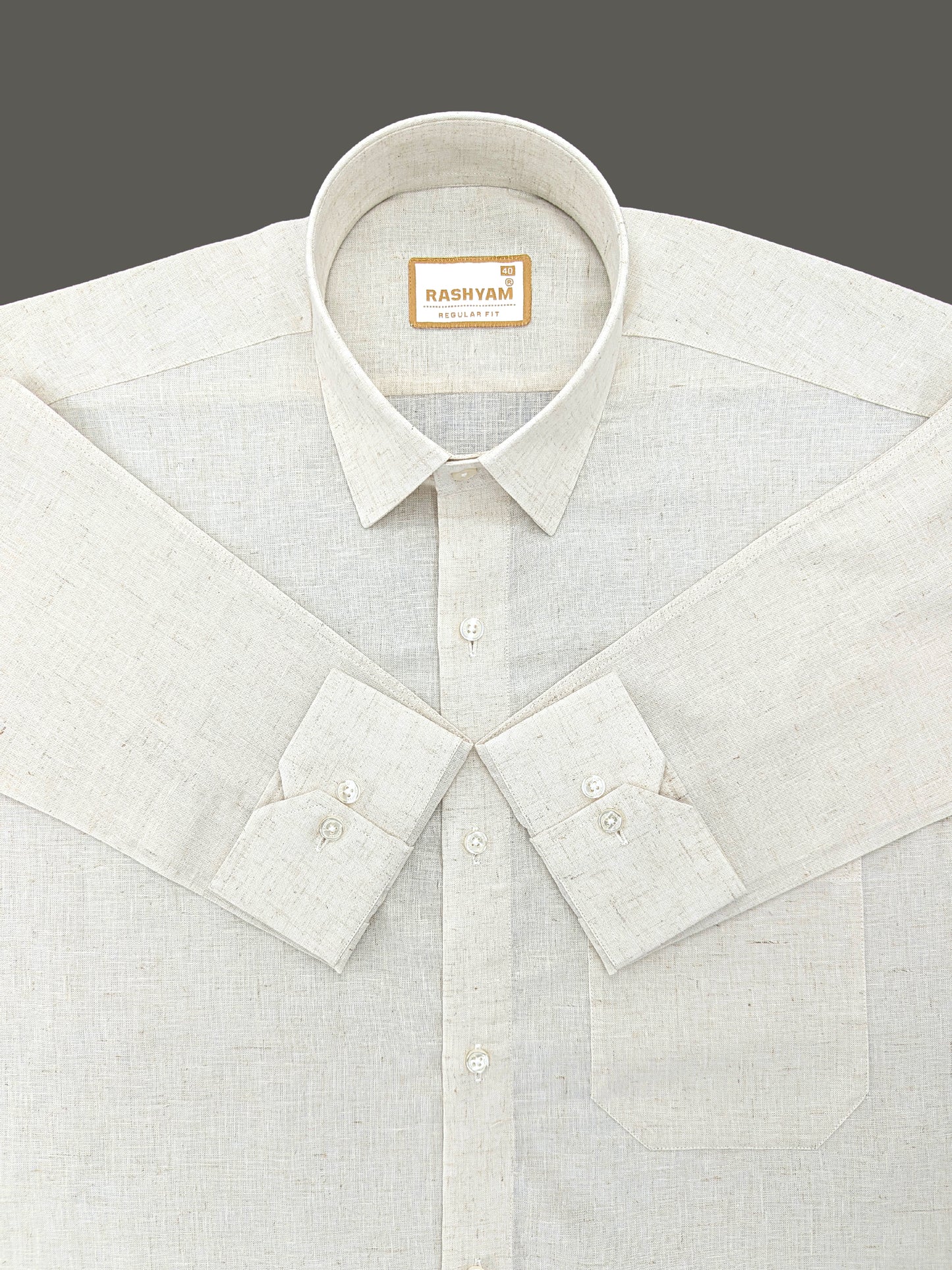 Pescara Italian Linen Concrete Cream Texture Formal Shirt For Men