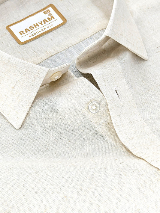 Pescara Italian Linen Concrete Cream Texture Formal Shirt For Men