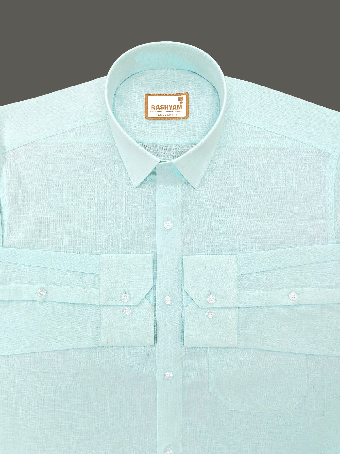 Pescara Italian Linen Opaque Cyan Formal Shirt For Men