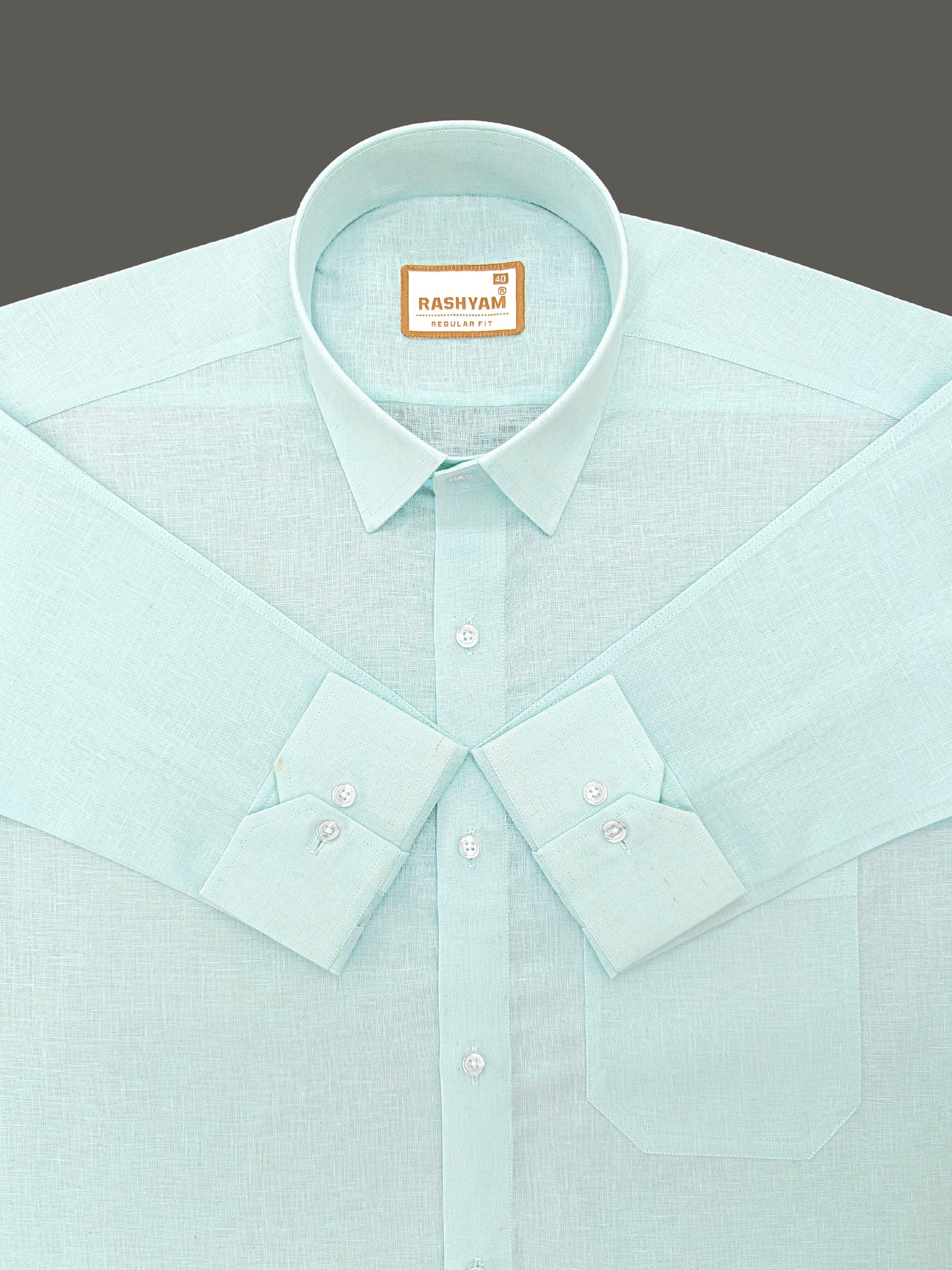 Pescara Italian Linen Opaque Cyan Formal Shirt For Men