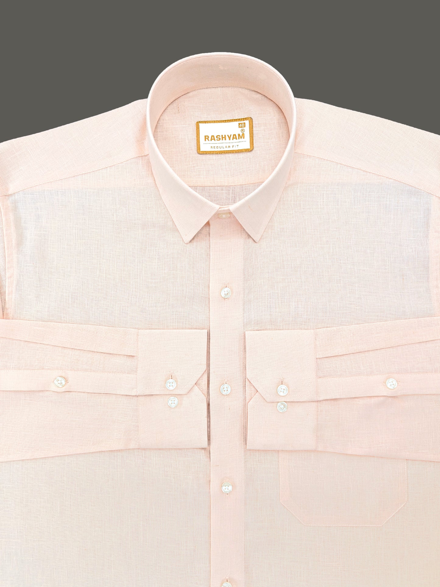 Pescara Italian Linen Peachy Orange Formal Shirt For Men