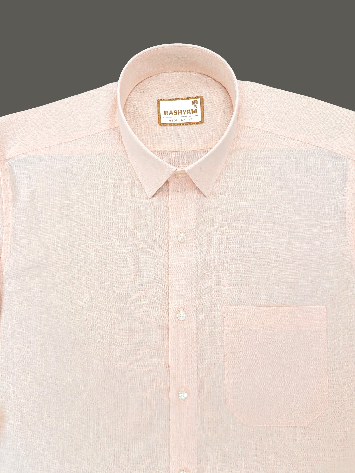 Pescara Italian Linen Peachy Orange Formal Shirt For Men