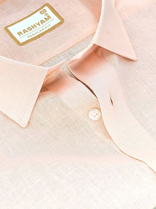 Pescara Italian Linen Peachy Orange Formal Shirt For Men