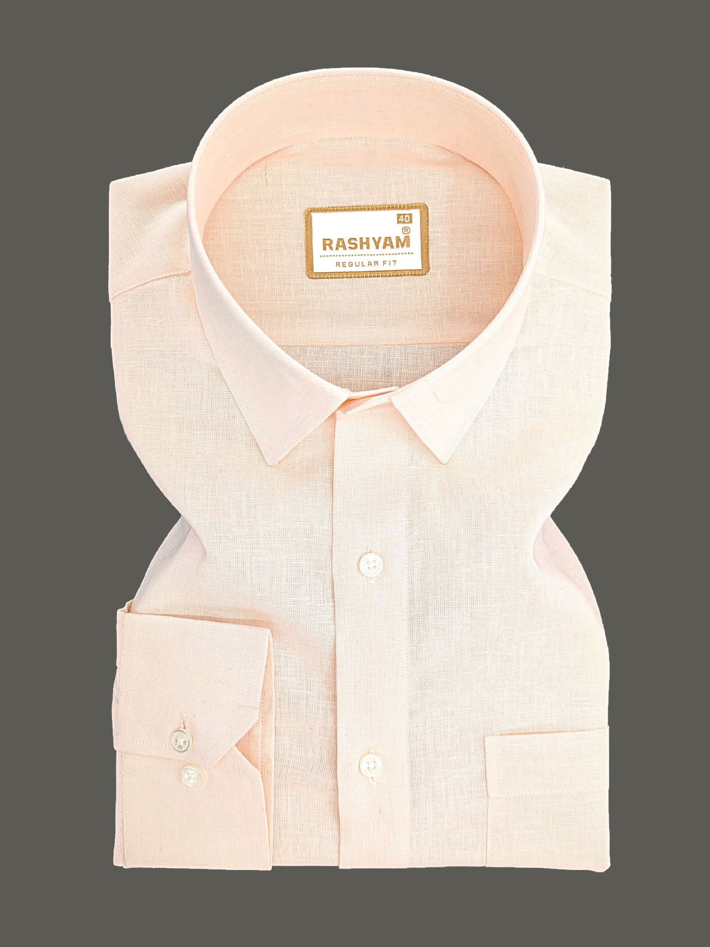 Pescara Italian Linen Peachy Orange Formal Shirt For Men