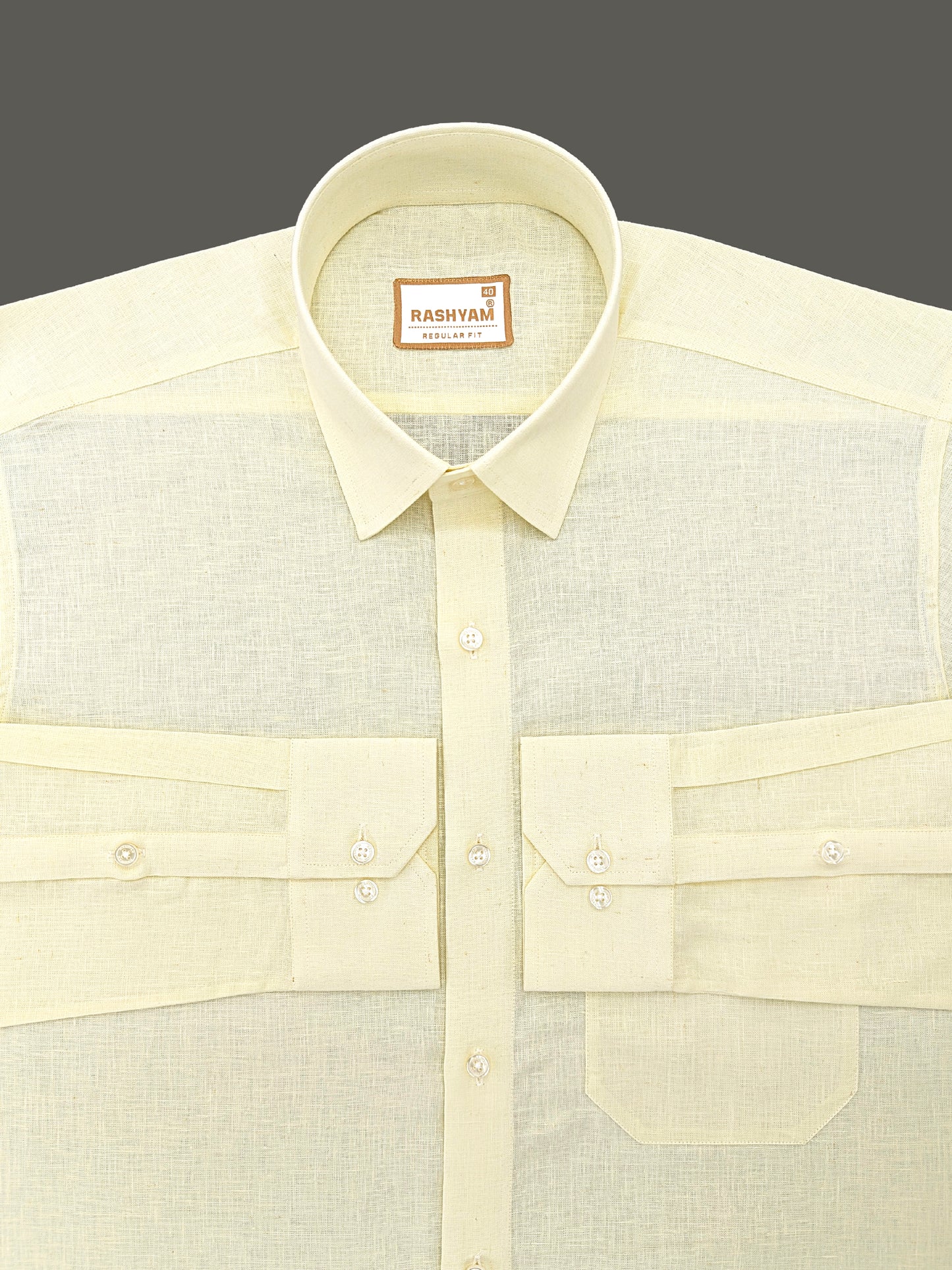 Pescara Italian Linen Lighties Lemon Yellow Formal Shirt For Men
