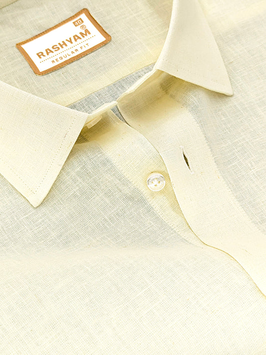 Pescara Italian Linen Lighties Lemon Yellow Formal Shirt For Men