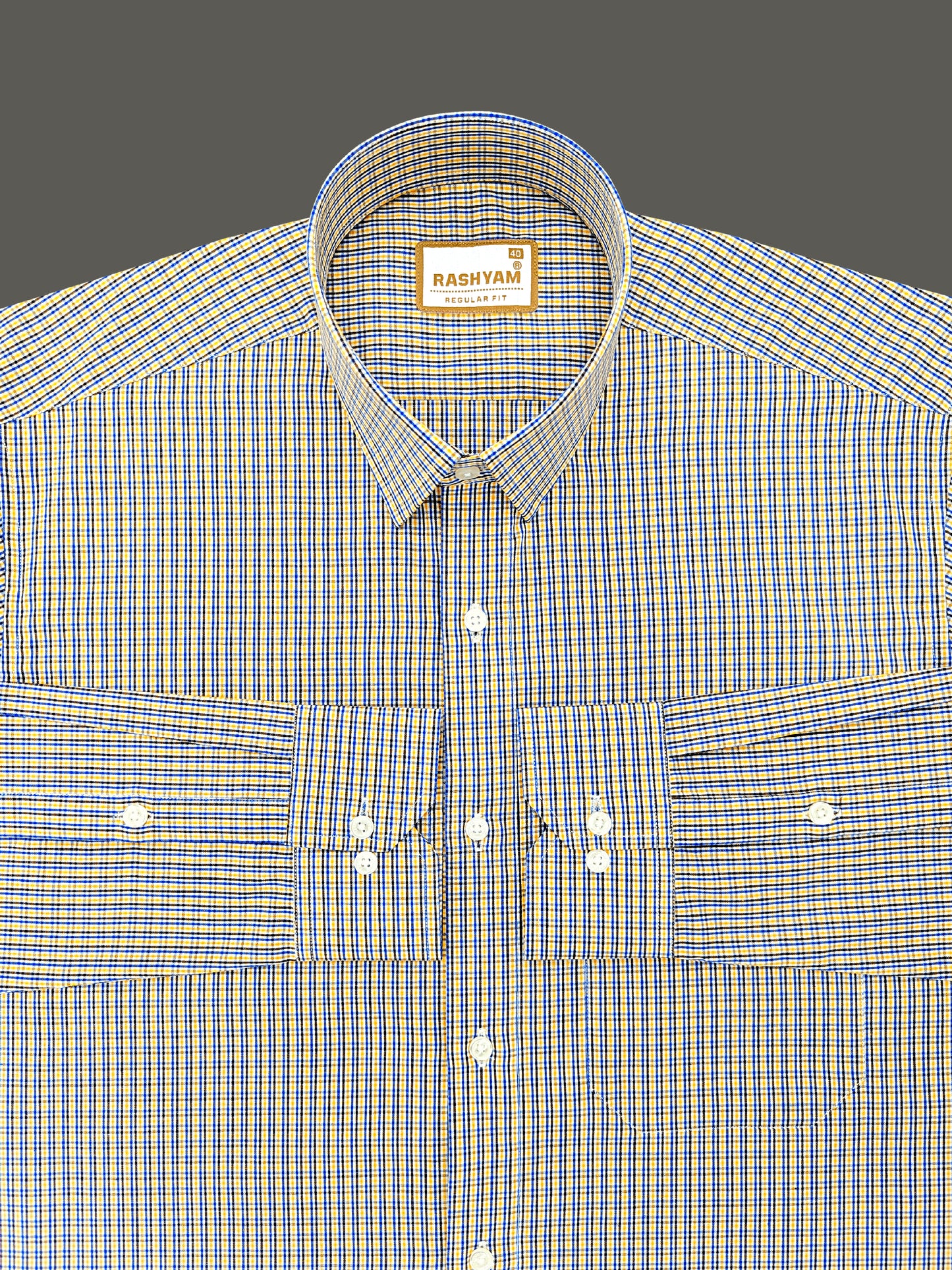 Atrani Premium Cotton Yellow And Blue Professional Checks Formal Shirt