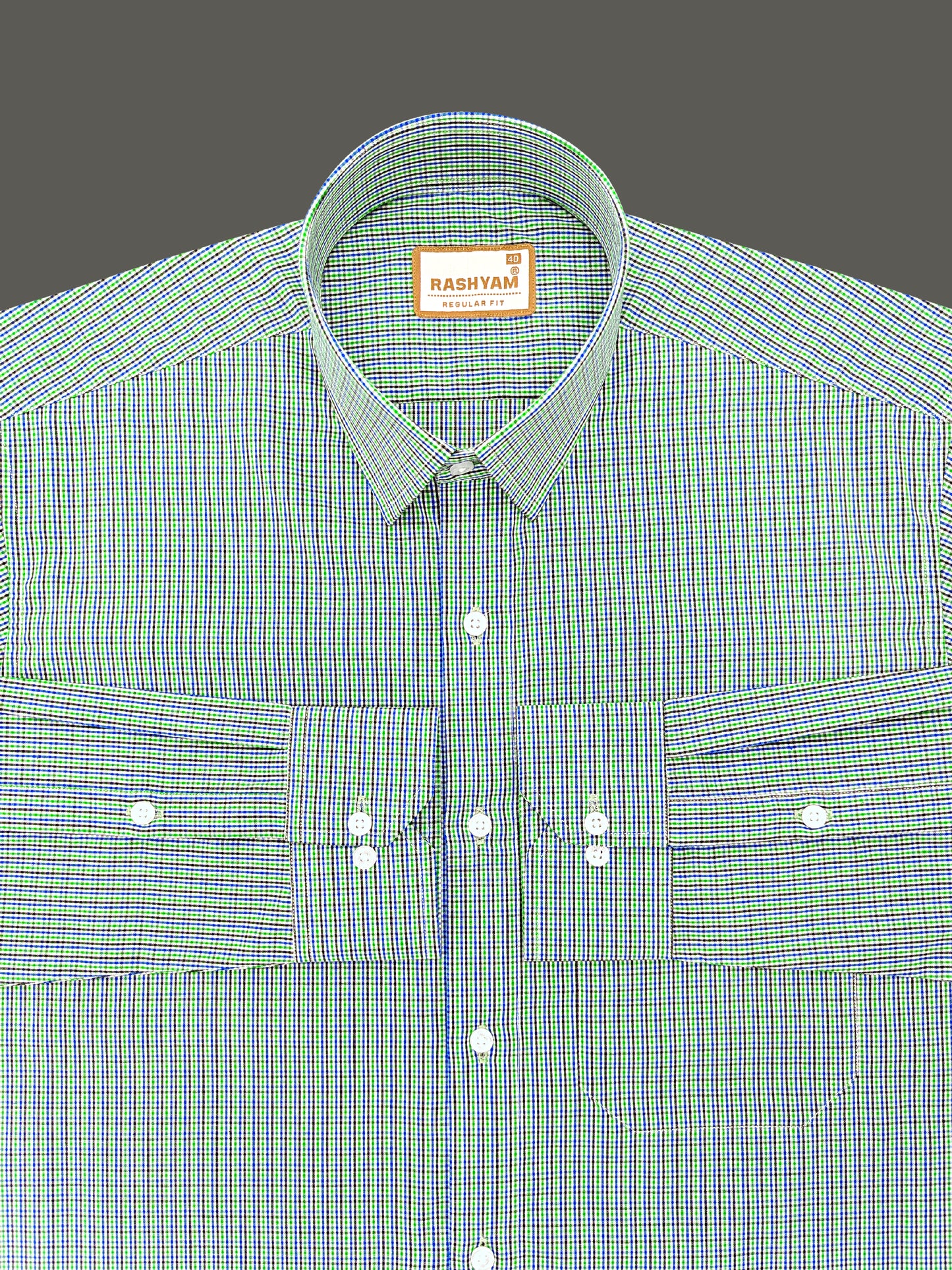 Atrani Premium Cotton Grass Green And Blue Professional Checks Formal Shirt