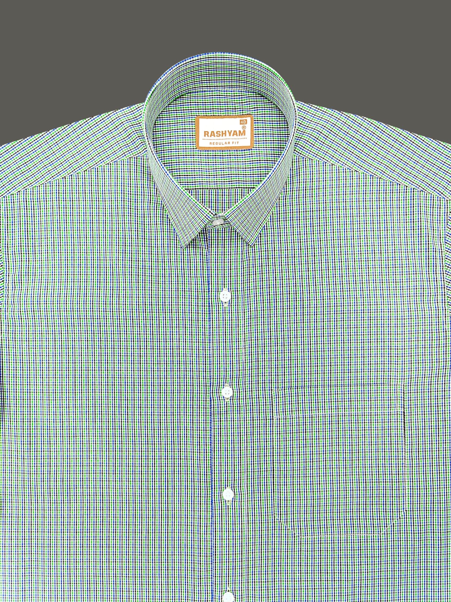 Atrani Premium Cotton Grass Green And Blue Professional Checks Formal Shirt
