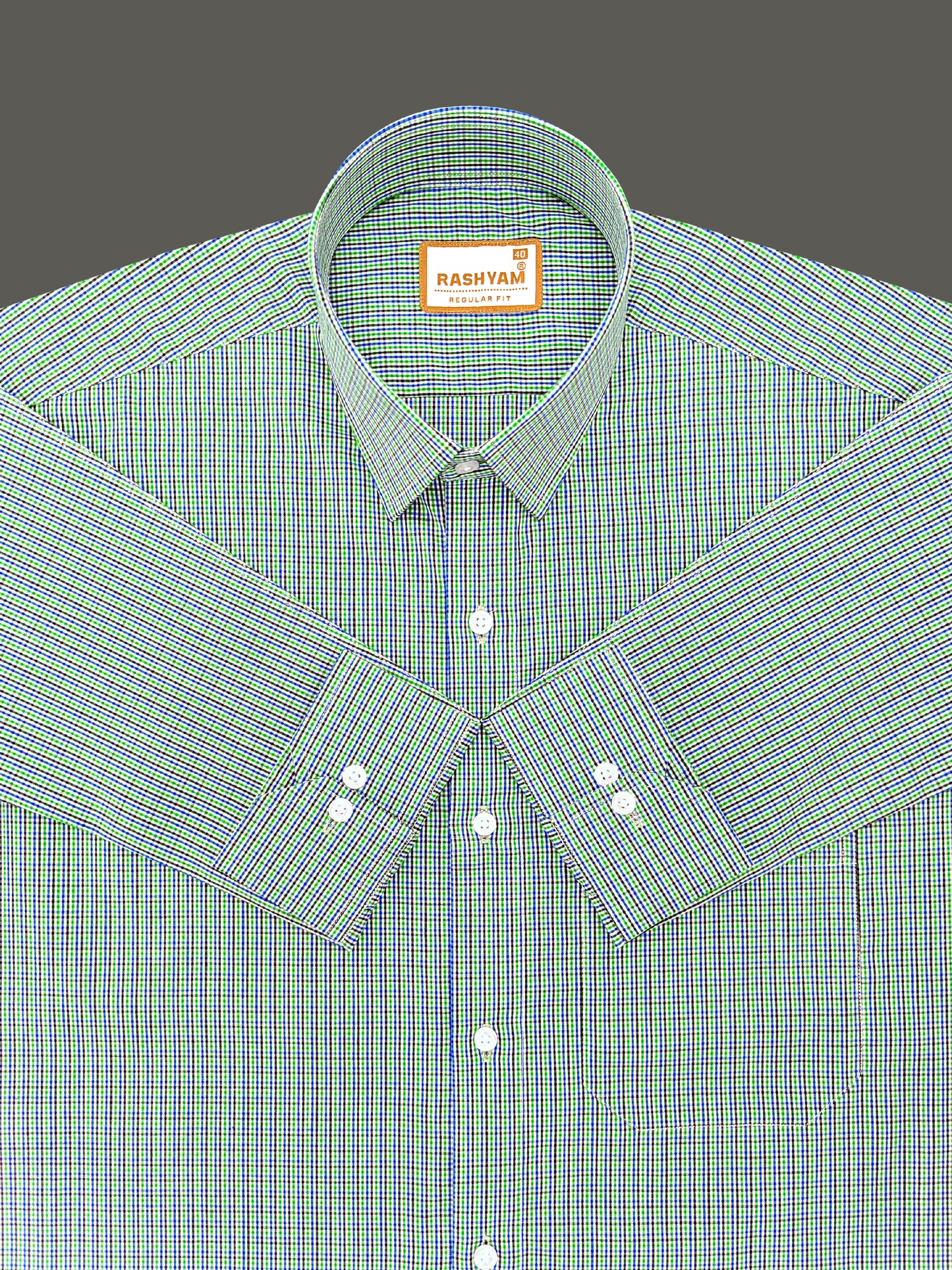 Atrani Premium Cotton Grass Green And Blue Professional Checks Formal Shirt