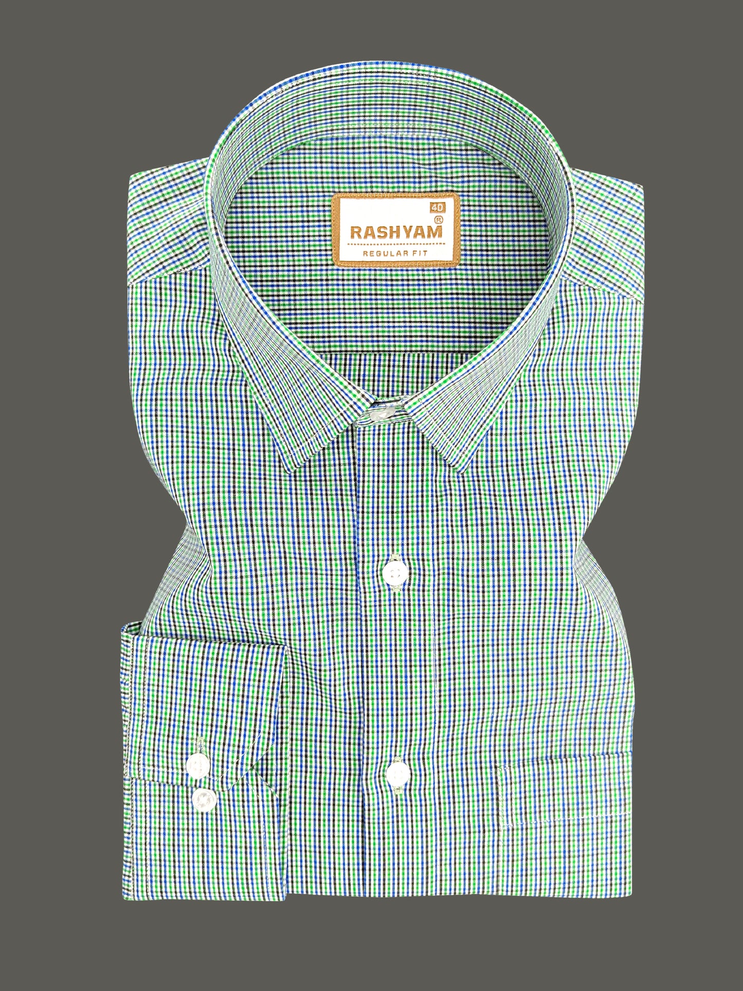 Atrani Premium Cotton Grass Green And Blue Professional Checks Formal Shirt